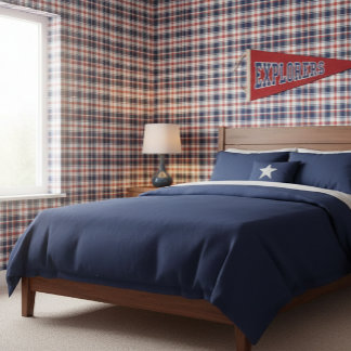 Papier Peint Carreaux Bleus, Rouges Et Blancs Classiques 