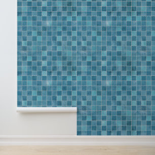Papier Peint Carreaux de céramique mosaïque de nuances bleues m