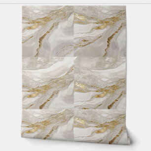 Papier Peint Carreaux de plâtre en or blanc