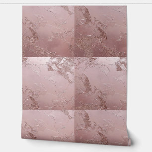 Papier Peint Carreaux de Plâtre Métallisé Rose Gold