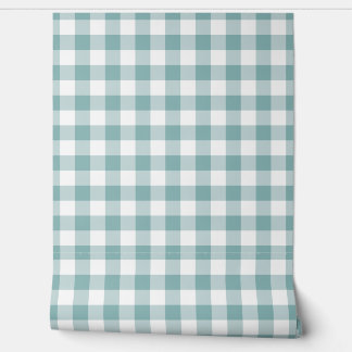 Papier Peint Carreaux Gingham Turquoise Clair Pastel Vichy à ca