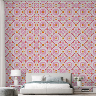 Papier Peint carreaux ornement imprimer motif rose