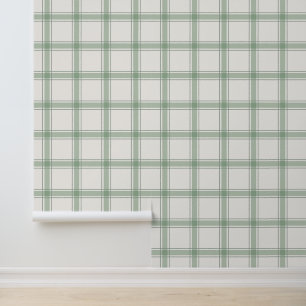 Papier Peint Carreaux/rayures/Vichy verts