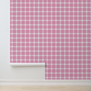 Papier Peint Carreaux roses/Gingham/Rayures