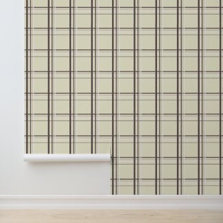 Papier Peint Carreaux Tartan Crème Neutre