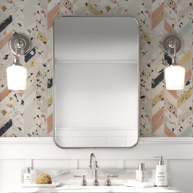 Papier Peint Carrelage Multicolor Terrazzo Chevron (Créateur téléchargé)