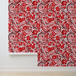 Papier Peint Carrelage rouge mignon twirl motif floral