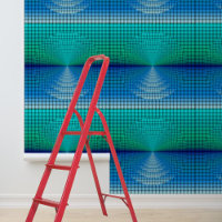 Carrés et cercles bleus modernes Peel et bâton