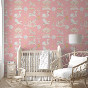 Papier Peint Carrousel d'aquarelle rose pastel Merry aller rond