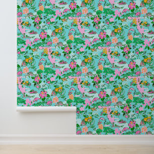 Papier Peint Carte Floride Preppy Palm Beach Motif Imprimer