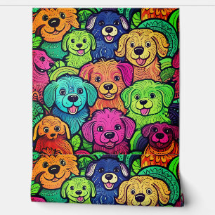 Papier Peint Cartoon Motif de chien en couleur sans joint