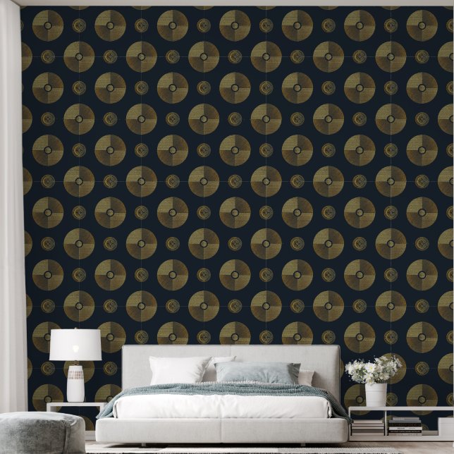 Papier Peint Cercles Art Déco Or Moderne (Chambre à coucher)