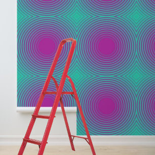 Papier Peint Cercles bleu rose géométrique moderne Peel Stick