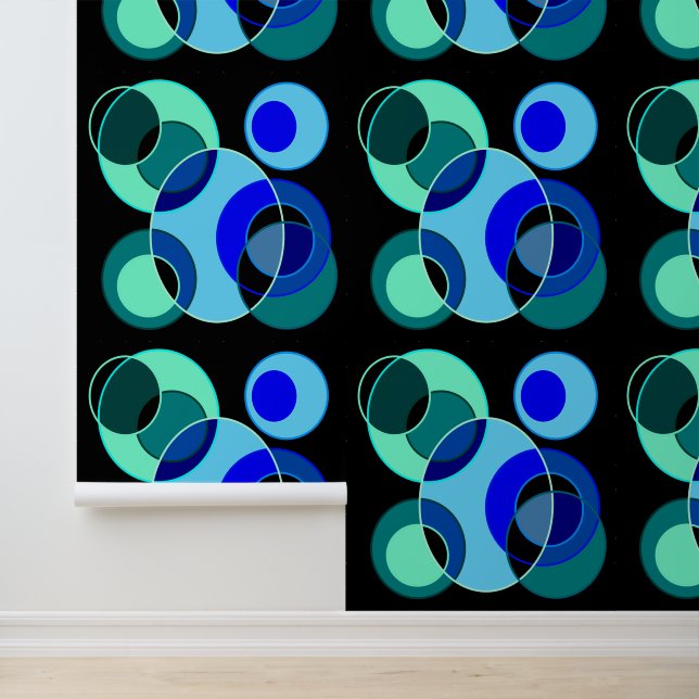 Papier Peint Cercles croisés bleus et verts (Application)