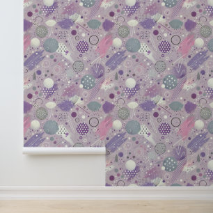 Papier Peint Cercles violets Abstraits avec accents de bandes d