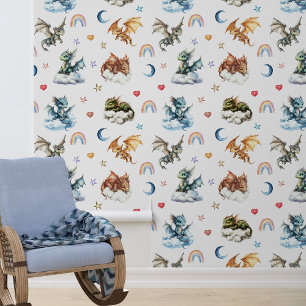 Papier Peint Chambre de bébé dragon endormi enfant