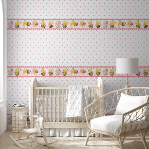 Papier Peint Chambre de bébé rose adorable pour petite fille