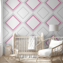 Chambre de fillettes Grand losange rose et gris