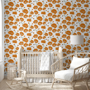 Papier Peint Champ de pavots orange