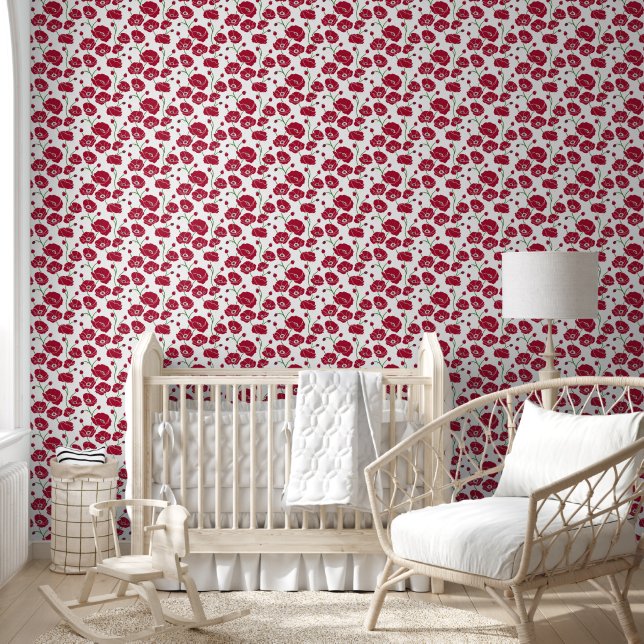 Papier Peint Champ rouge de pavots (Enfants)