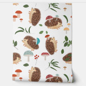 Papier Peint Champignons de Hérisson Mignon Forêt de Bois Anima (Déroulement)
