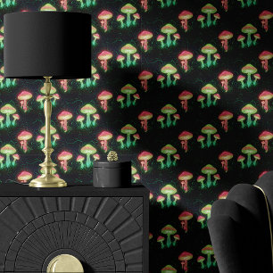Papier Peint Champignons du néon et plancher forestier