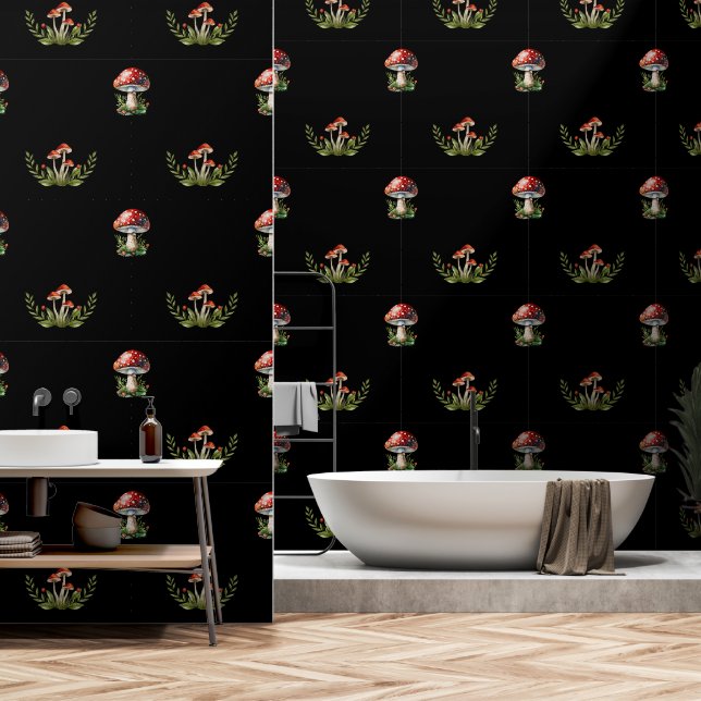 Papier Peint Champignons Imaginaires (Salle de bain)
