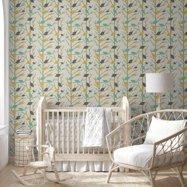 Papier Peint Chant d'oiseau moderne du milieu du siècle (Enfants)