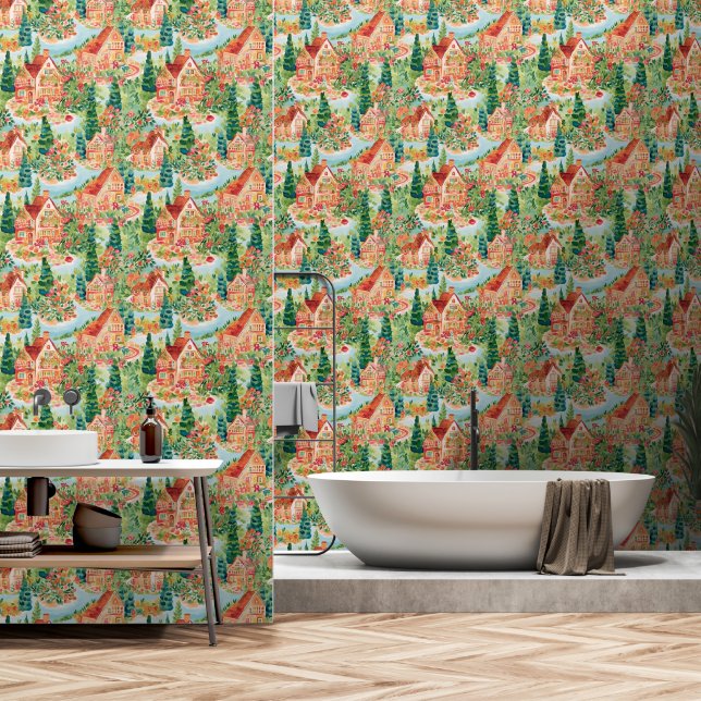 Papier Peint Charmant Cottage de Campagne (Salle de bain)
