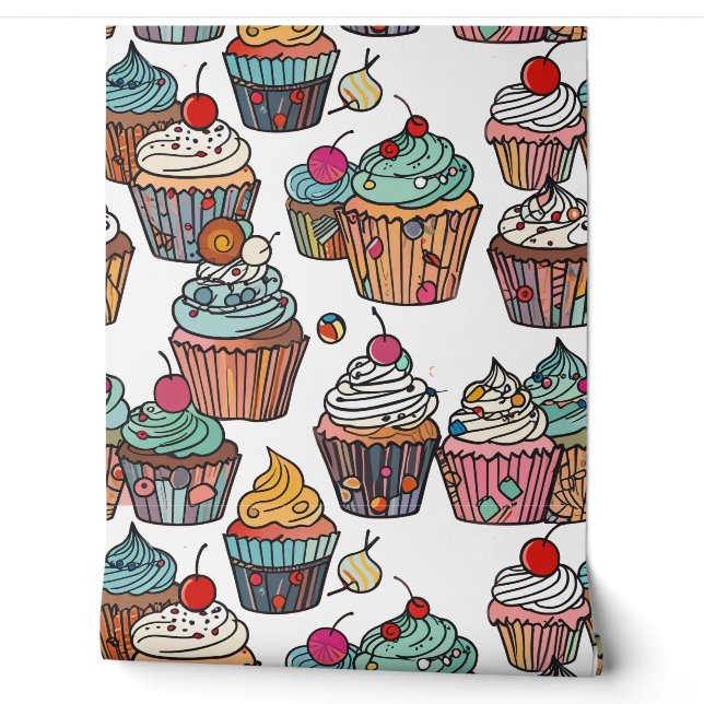 Papier Peint Charme Cupcake personnalisable (Déroulement)