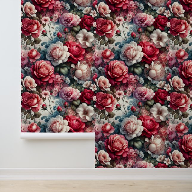 Papier Peint Charme Floral Rose intemporel (Application)
