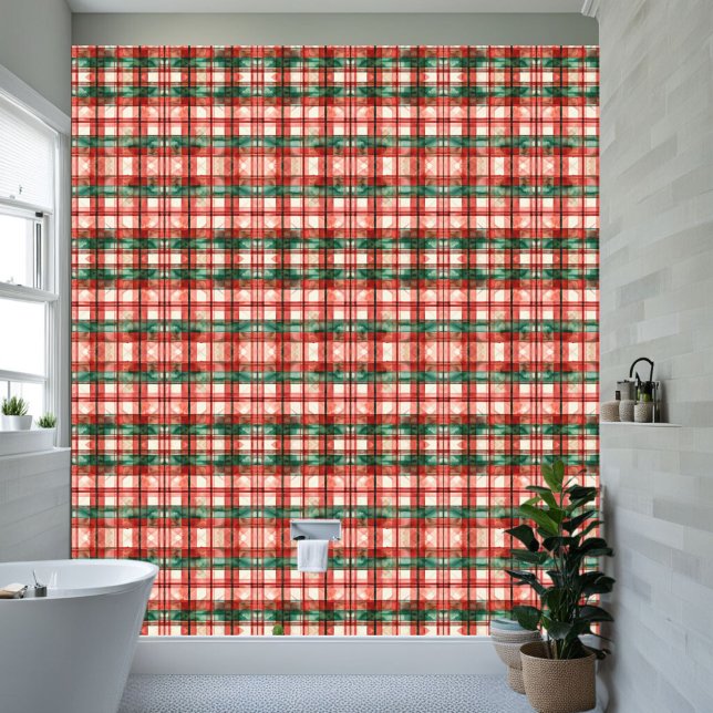Papier Peint Chasseur vert blanc et rouge plaid (Créateur téléchargé)