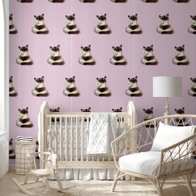 Papier Peint Chat avec Fleur (Enfants)