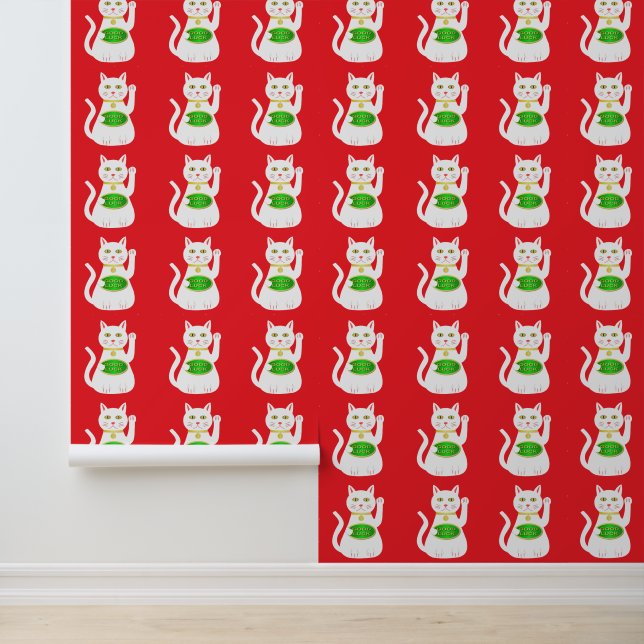 Papier Peint Chat Oriental Lucky Patterned (Application)