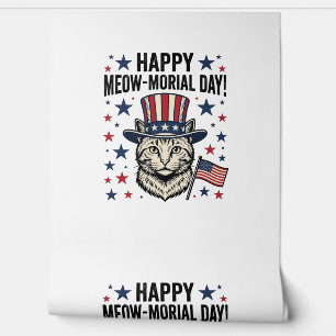 Papier Peint Chat Patriotique Meow-morial Day Design Vector Vin