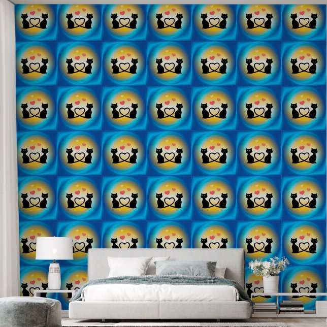Papier Peint Chats amoureux (Chambre à coucher)