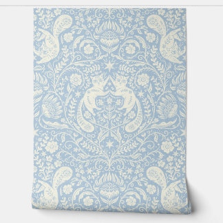 Papier Peint Chats de Bohême raffinés - Bleu Fog