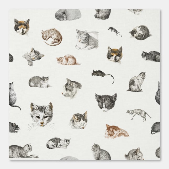 Papier Peint Chats Kittens Mice Chat Lady Chinoiserie Toile (Recto)