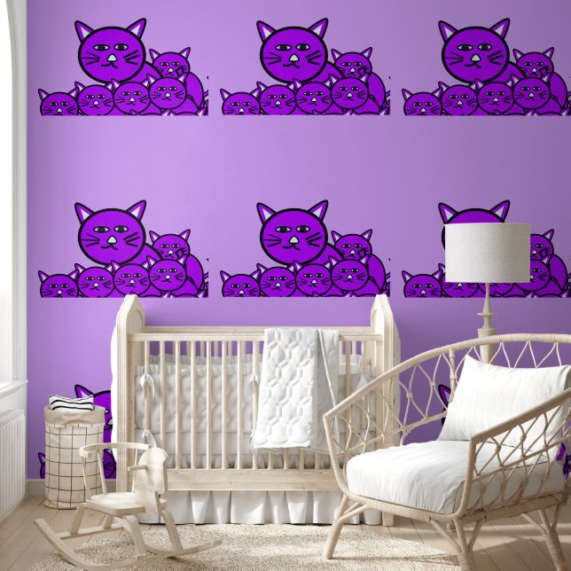Papier peint Chats violets clair (Enfants)