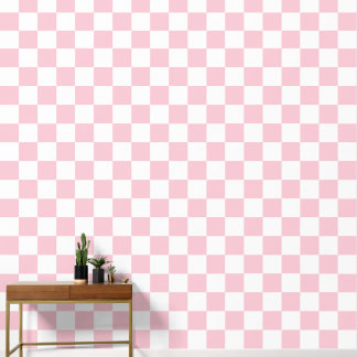 Papier Peint Check Baby Pink And White Checkerboard