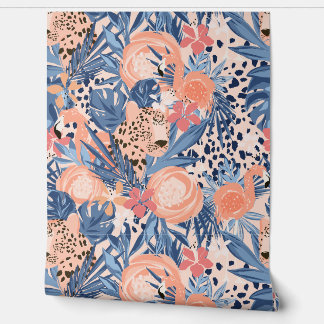 Papier Peint Cheetah rose vif et Flamant rose Tropical