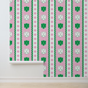 Papier Peint Chemise à carreaux avec blason de golf Preppy en r