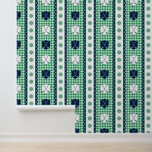 Papier Peint Chemise à carreaux avec blason de golf Preppy en v