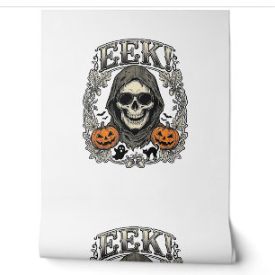 Papier Peint Chemise Graphique Crâne Halloween Gravure Vintage 