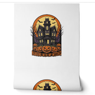 Papier Peint Chemises Maison Hantée Halloween Amis Sorcières_1