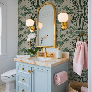 Papier Peint Chêne japonais traditionnel vert et beige bambou B