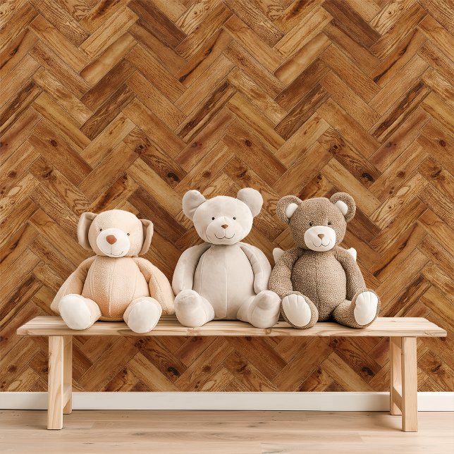 Papier Peint Chêne miel Chevron (Créateur téléchargé)