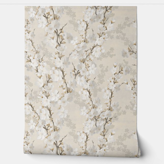 Papier Peint Cherry blossom neutral - beige (Déroulement)