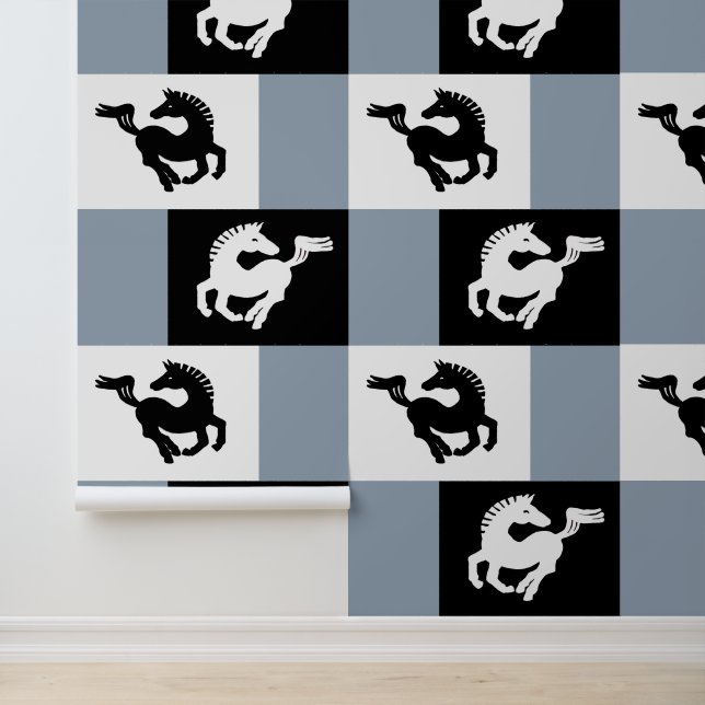 Papier Peint Cheval noir blanc cheval Wallpaper (Application)