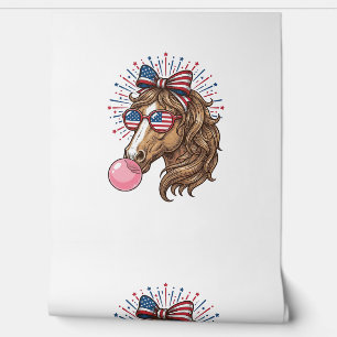 Papier Peint Cheval Patriotique Bubble Gum Vintage Vector T-Shi